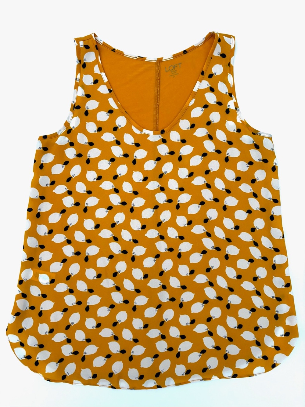 LOFT Outlet Lemon Print Sleeveless Blouse Tank SP Petite Small